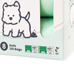 Pet HK Poo Bags - Certified Compostable (120 Bags, 8 Rolls) Poop Bags