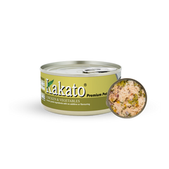 Kakato Chicken & Vegetables premium pet wet food 170g can with shredded chicken and mixed vegetables rich in protein and fiber