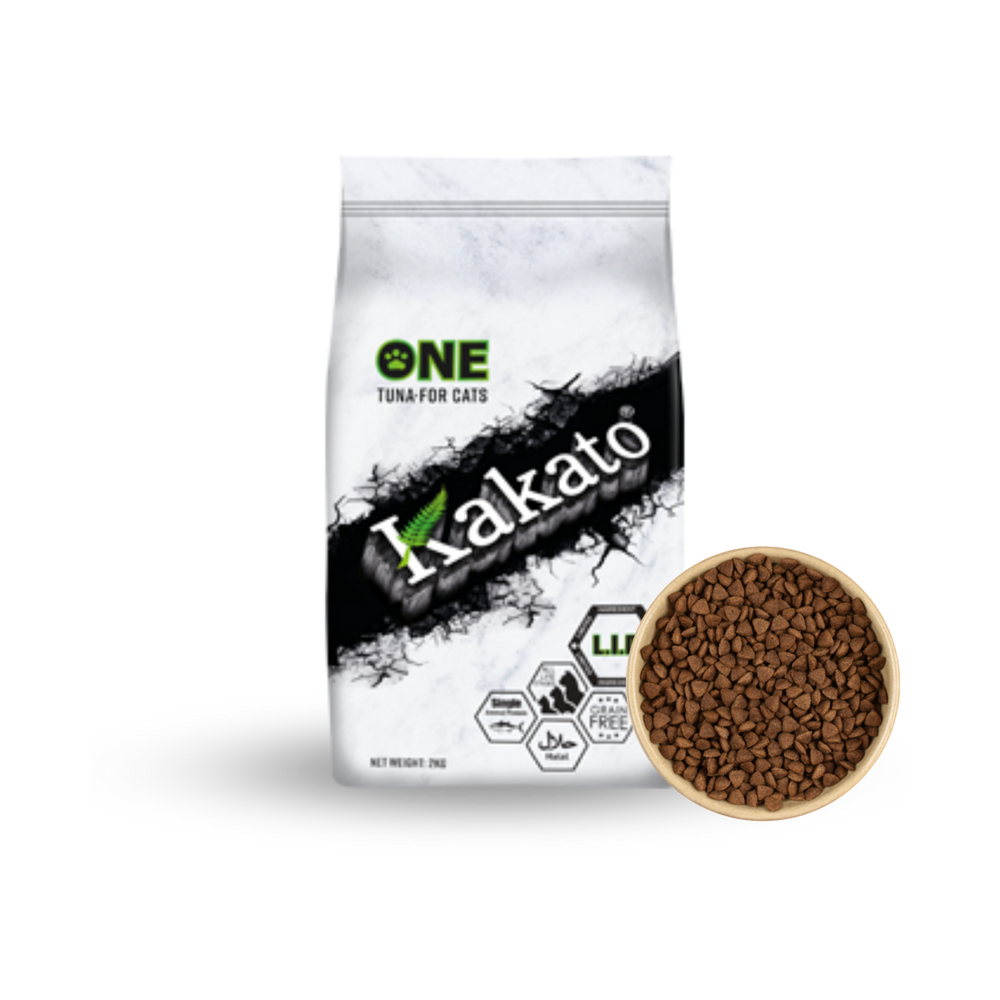 kakato One Tuna all life stages grain-free cat dry food with high-quality protein and omega-3 for skin and coat health