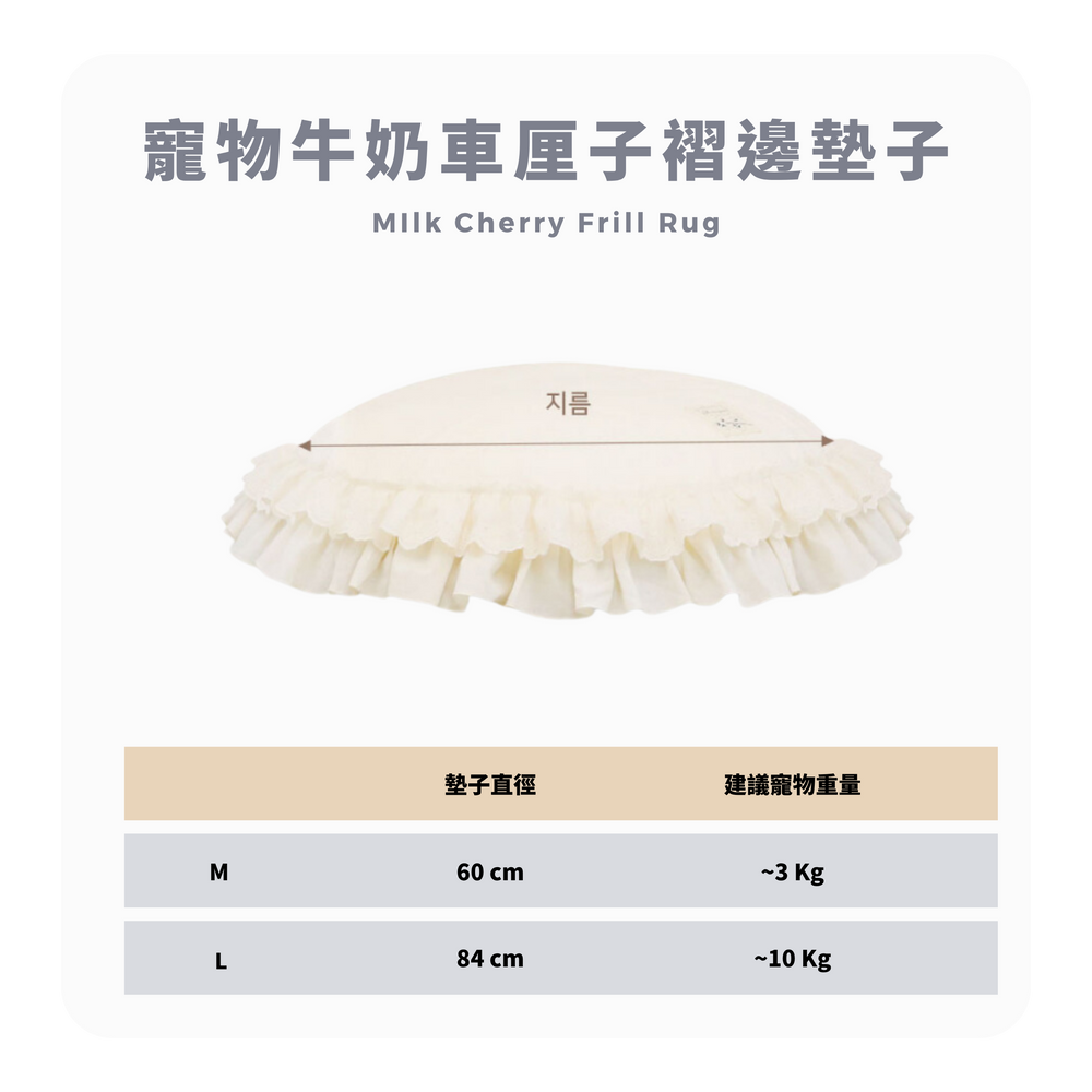 RITOGATO MIlk Cherry Frill Rug | 寵物牛奶車厘子褶邊墊子 RITOGATO