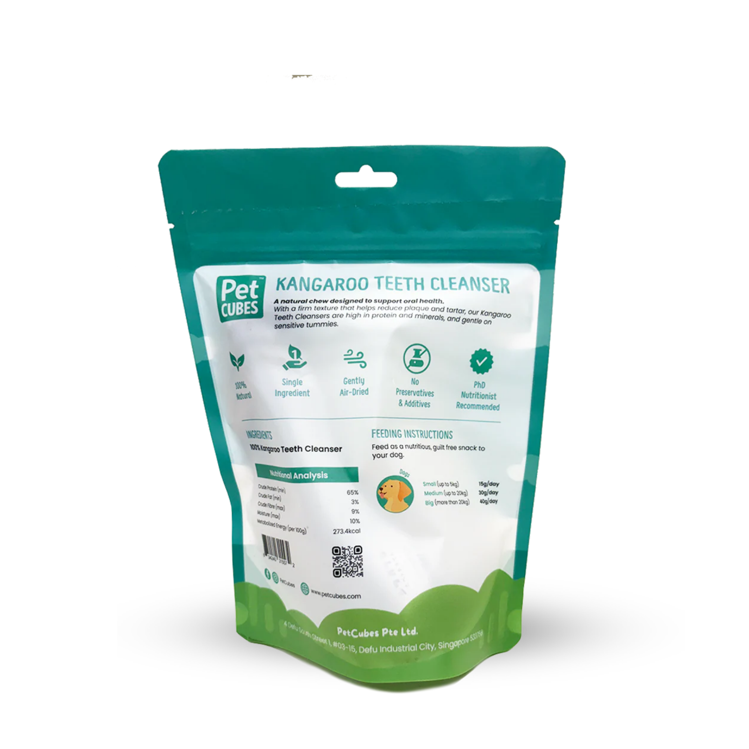 Pet Cubes Kangaroo Teeth Cleanser - Treat For Dog | 袋鼠肉潔齒骨 (1 條) pet cubes