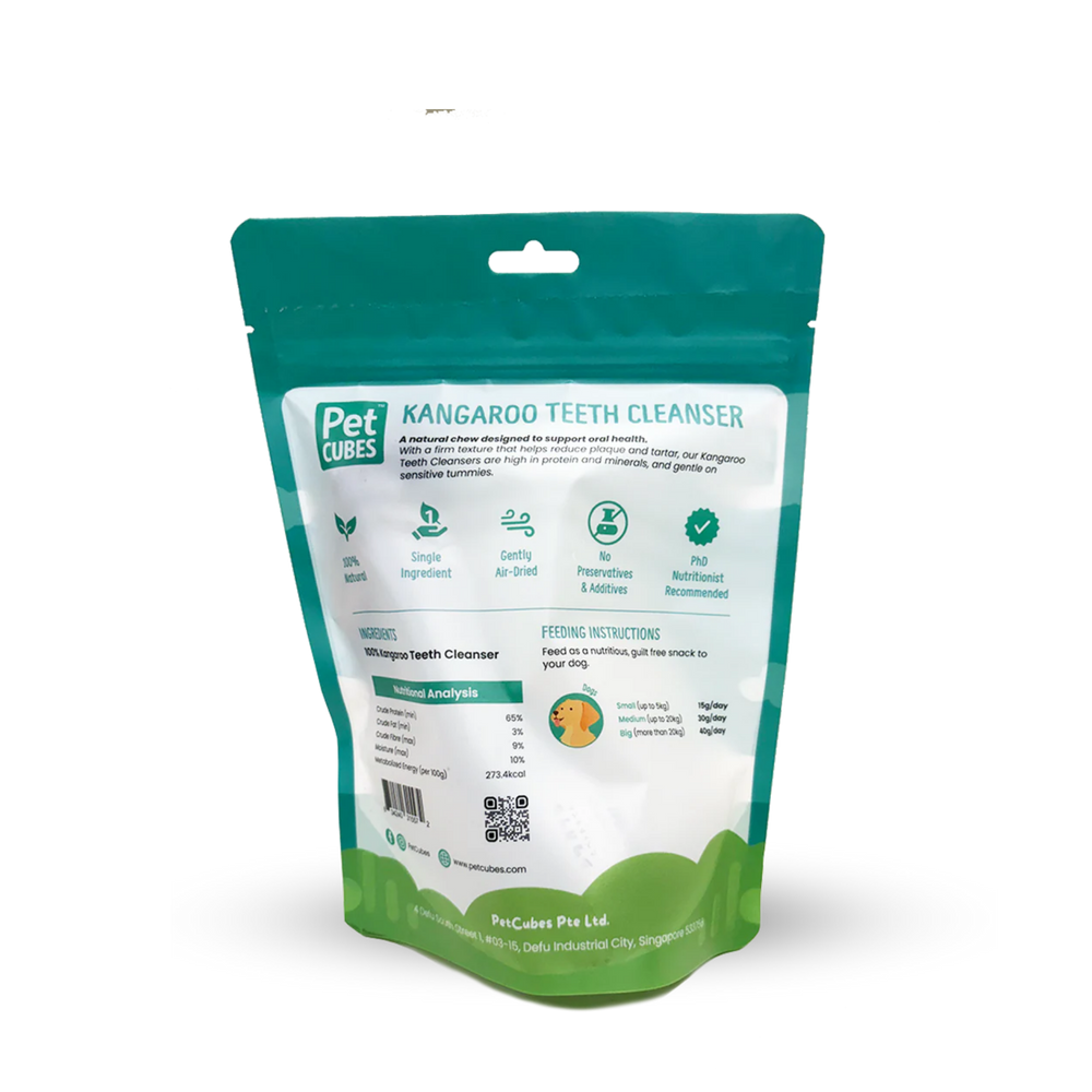 Pet Cubes Kangaroo Teeth Cleanser - Treat For Dog | 袋鼠肉潔齒骨 (1 條) pet cubes