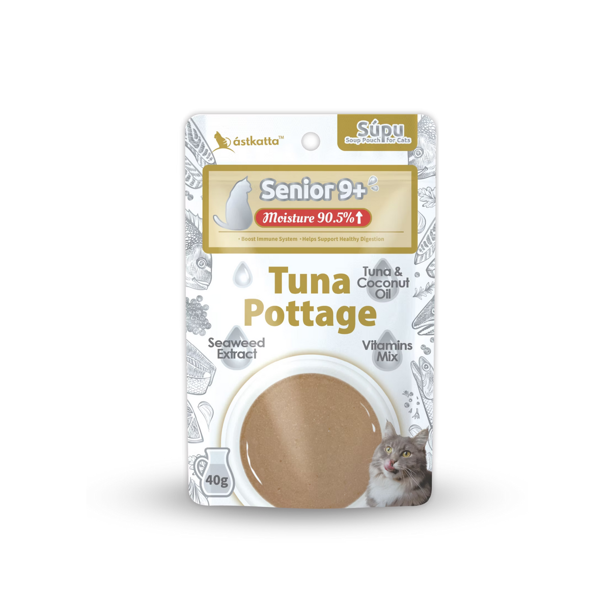 astkatta Senior 9+ Tuna Pottage 40g x 1 / 6 / 12 / 24packs | 老貓 吞拿魚濃湯 ástkatta