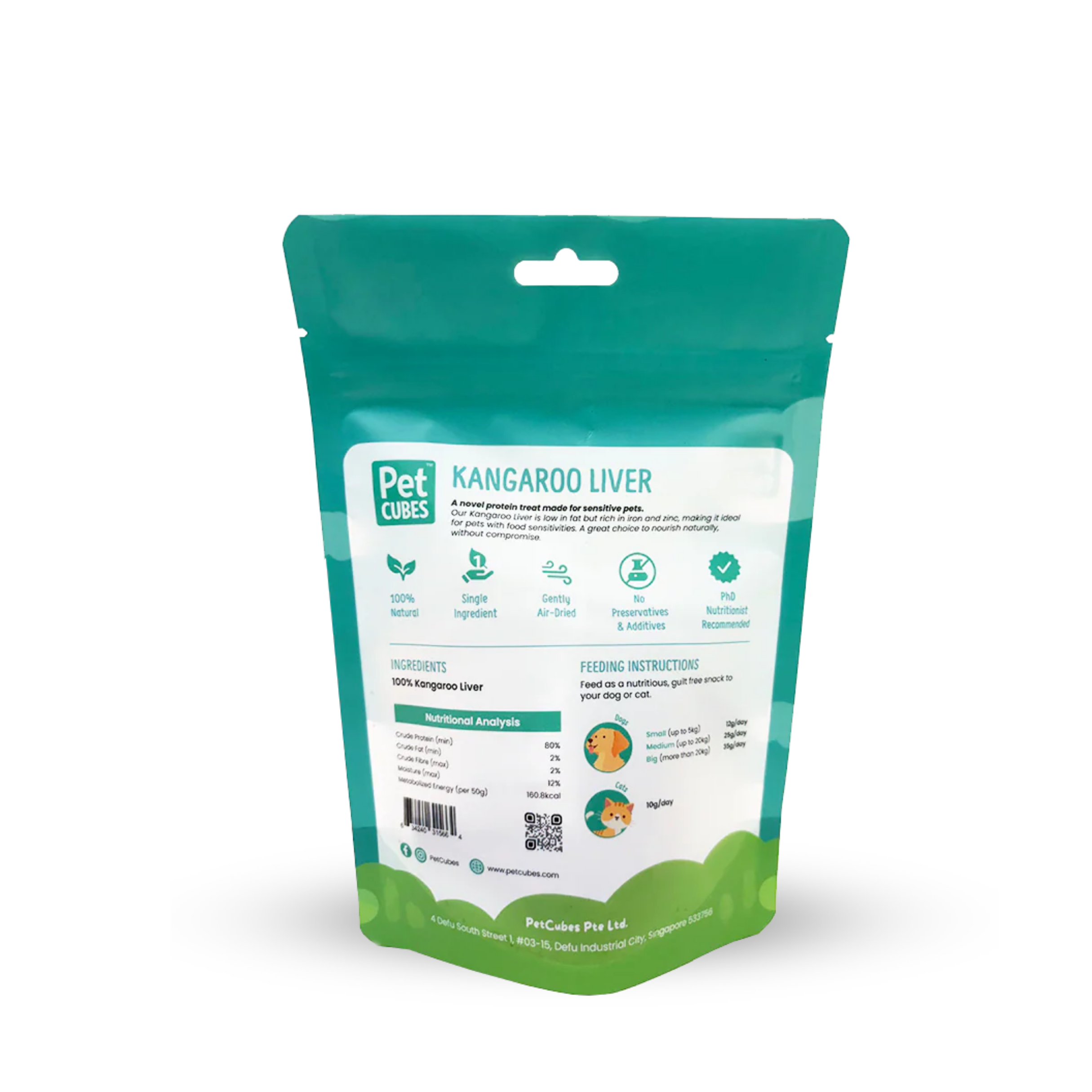 Pet Cubes Kangaroo Liver - Treat For Dog & Cat | 袋鼠肝 (50g) pet cubes