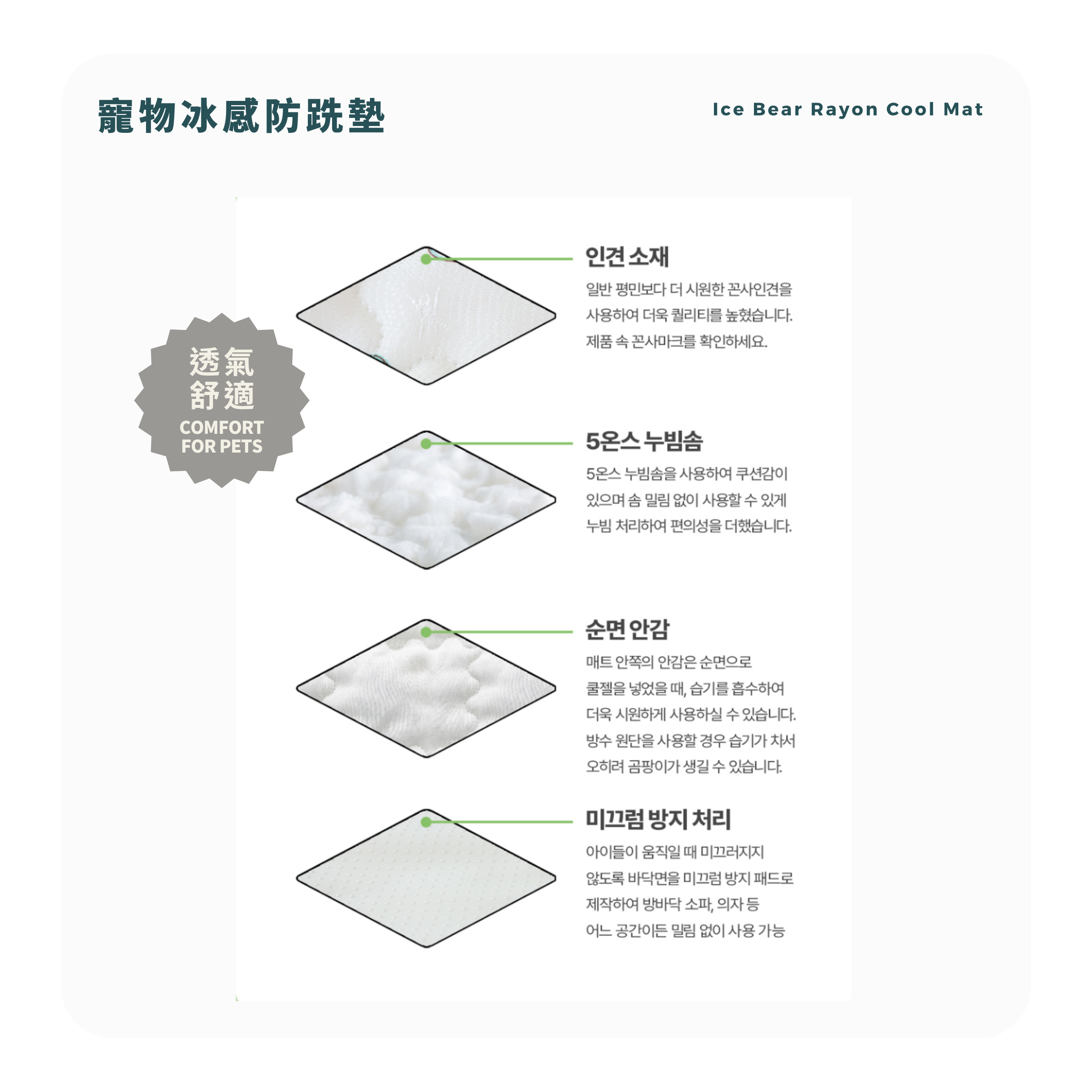 RITOGATO Ice Bear Rayon Cool Mat | 寵物冰感防跣墊