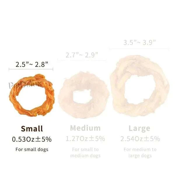 Natural Turkey Tendon large size dog chew ring, high-protein, additive-free, slow-roasted for flavor, promotes dental health and easy digestion