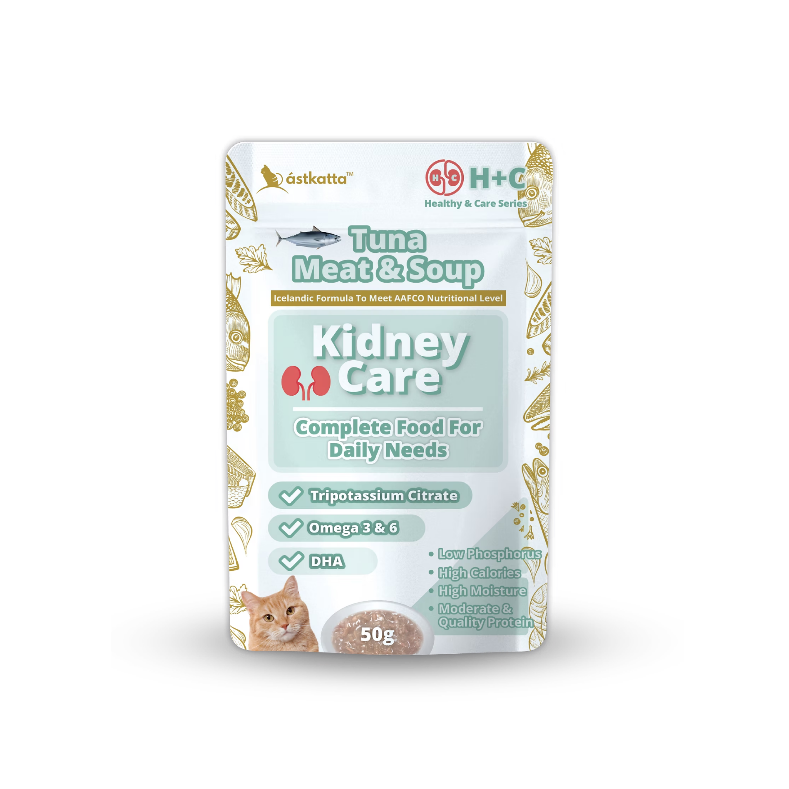 astkatta Kidney Care Series Tuna Meat Soup 50g x 1 / 6 / 12 / 24packs | 腎臟護理主食包 吞拿魚肉絲清湯 ástkatta