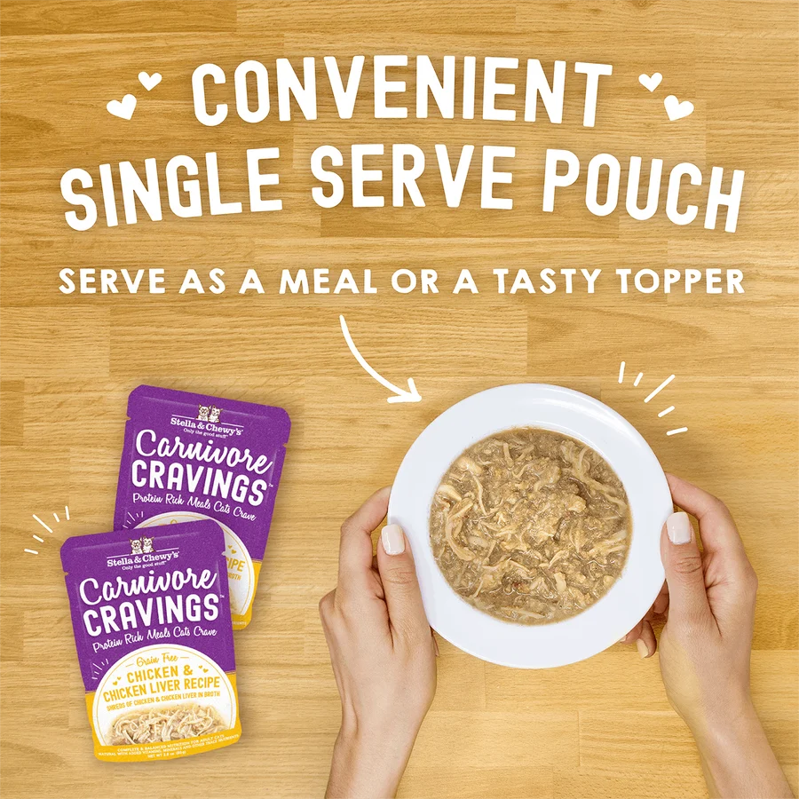 Stella & Chewy's Carnivore Cravings Cat Pouches - Chicken & Chicken Liver Morsels 'N' Gravy 放養雞+雞肝 濃湯肉粒配方 Stella & Chewy's