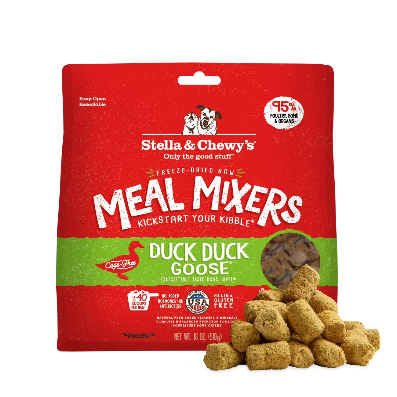 Stella & Chewy's Freeze-Dried Raw Dog Food Mixers & Toppers - Duck Duck Goose Meal Mixers 鴨朋鵝友 (鴨肉及鵝肉配方) Stella & Chewy's
