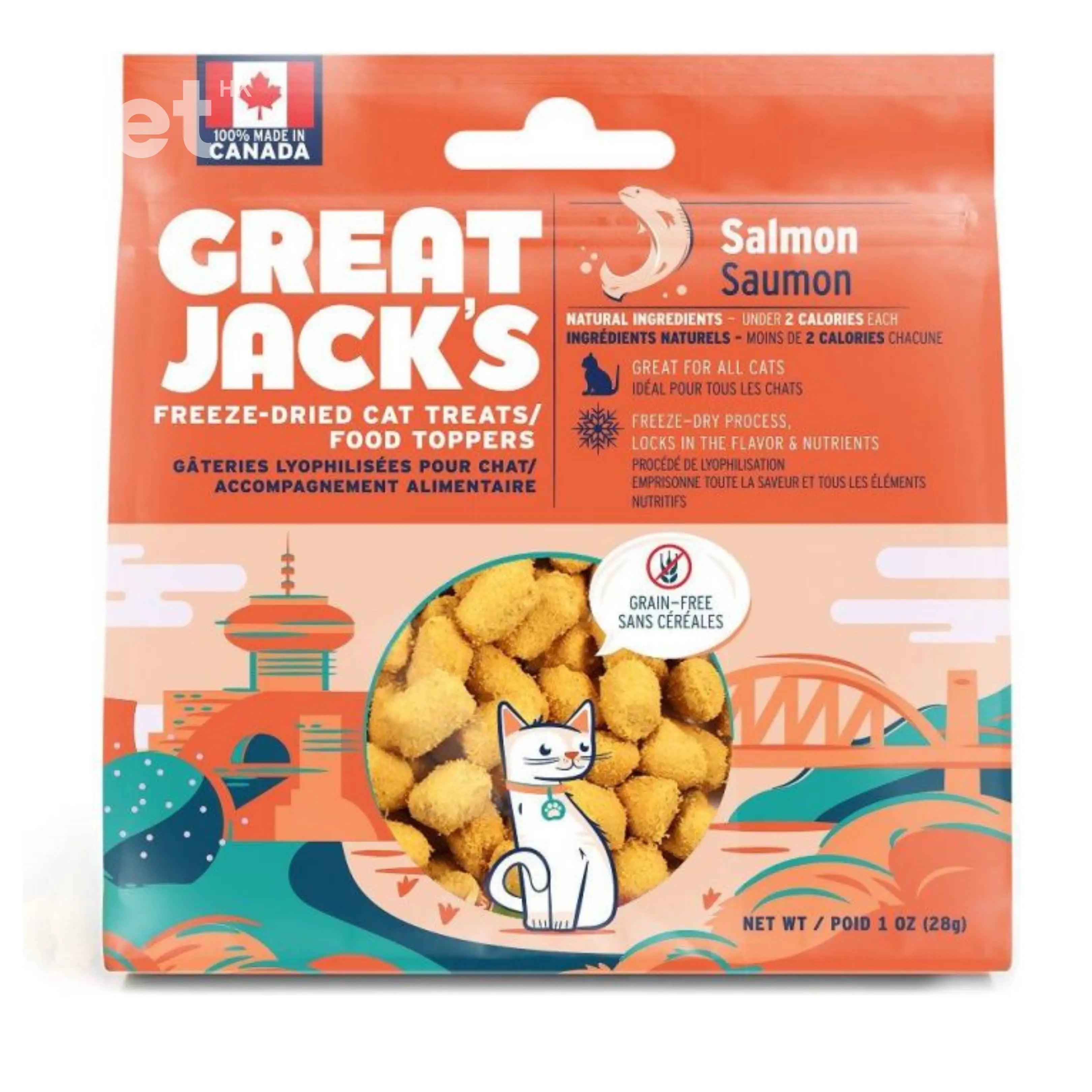 Great Jack's Cat Treats貓貓零食- FREEZE-DRIED SALMON CAT TREATS冷凍脫水三文魚小食 Great Jack's