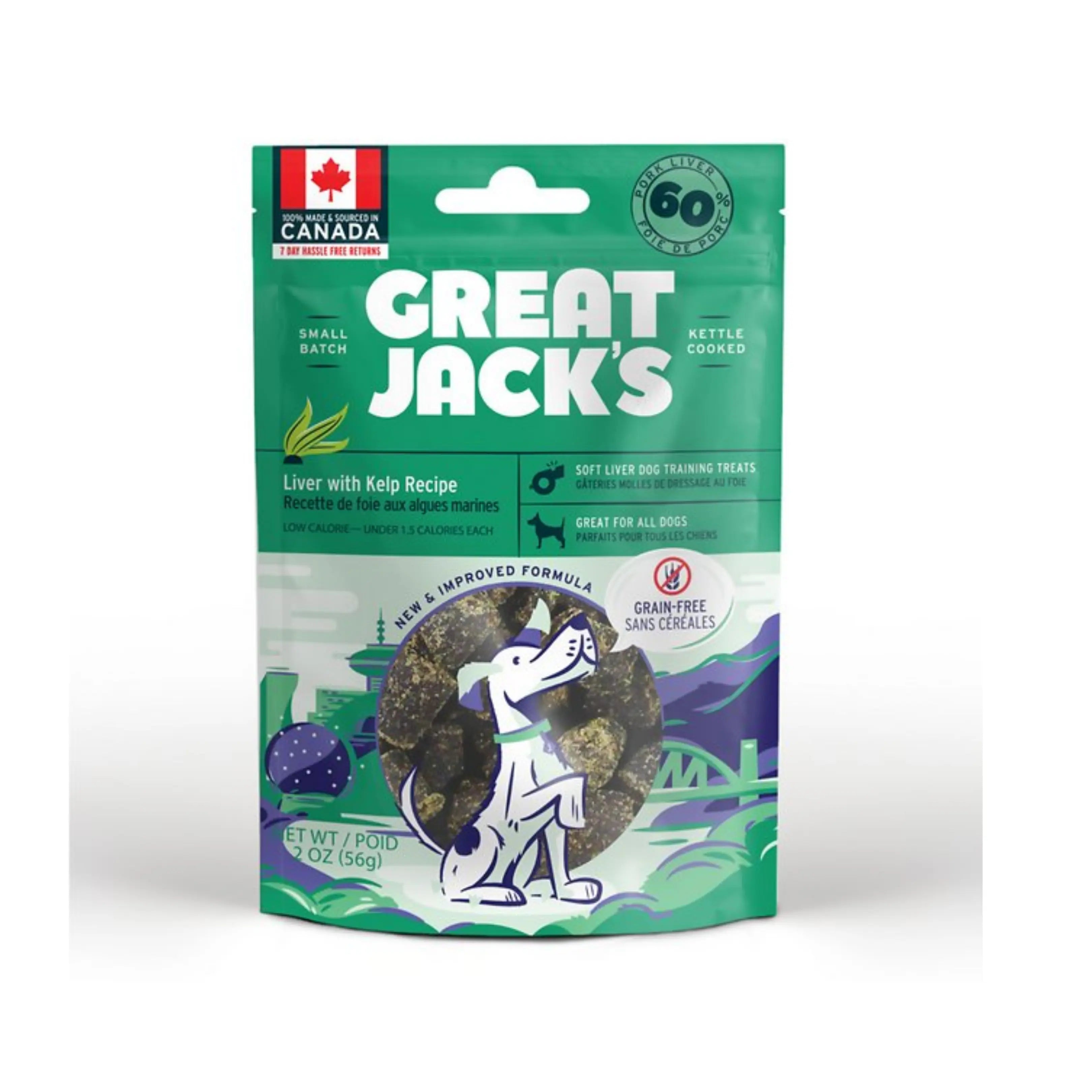 Great Jack's Dog Treats狗狗零食- Grain Free Pork Liver & Kelp無穀物海帶拌豬肝肉粒 Great Jack's